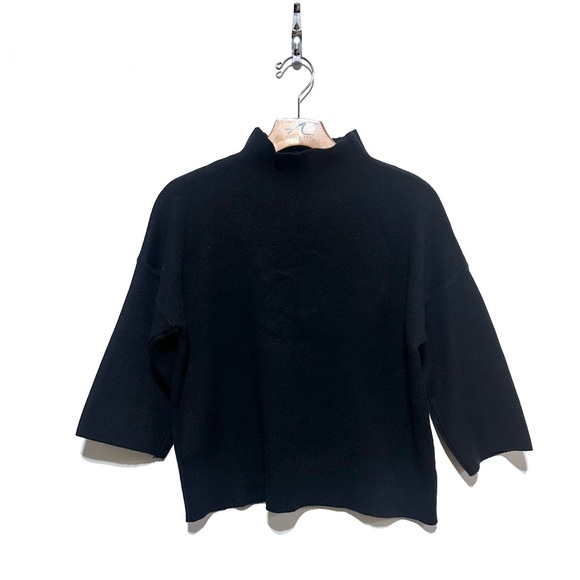 Christina Paris Black Thick Knit Drop Shoulder Sleeves Cowl Neck Comfy Knit Top - Picture 9 of 13